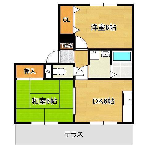セジュールサツキ(2DK/1階)の間取り写真