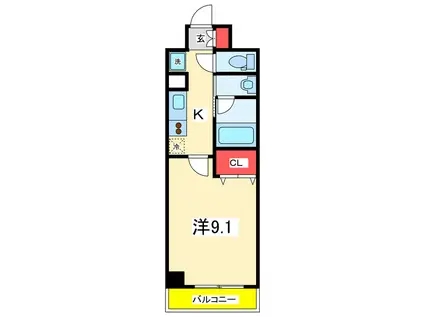 グレイスハイツ東中通(1K/8階)の間取り写真