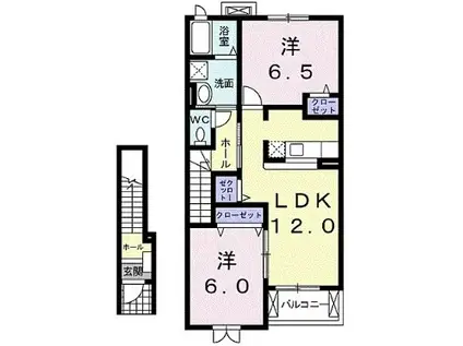 ベル・アンジュI(2LDK/2階)の間取り写真