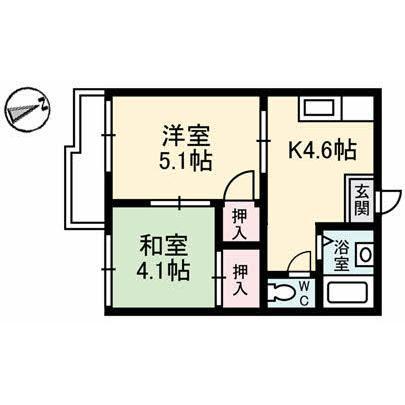 スカイハイツ(2K/1階)の間取り写真