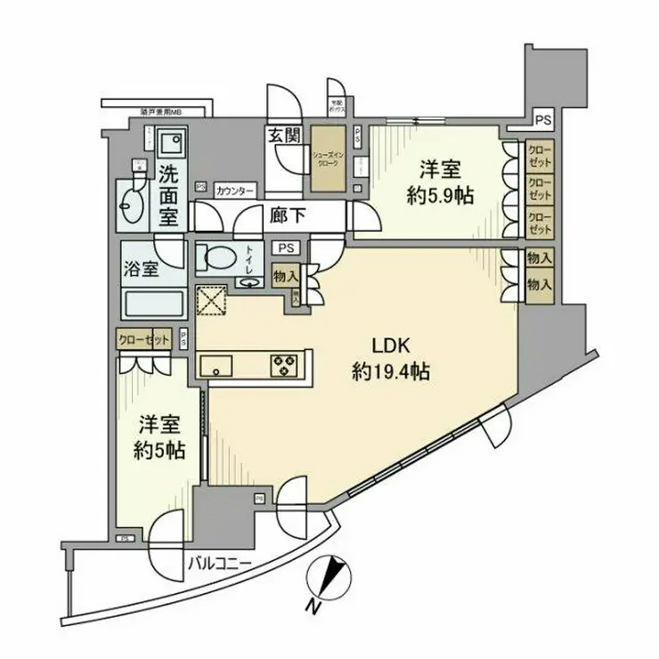 プラウド町屋 14階階 間取り
