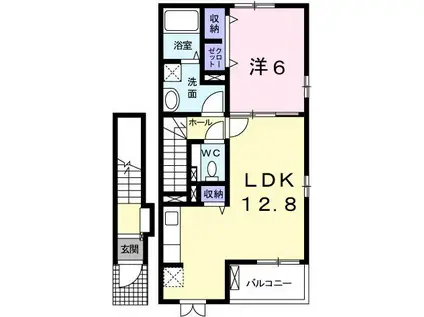 グランアウローラV(1LDK/2階)の間取り写真