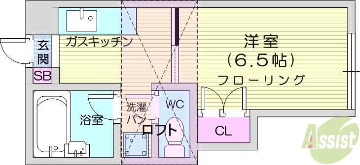 アリス高砂第1A(1K/2階)の間取り写真