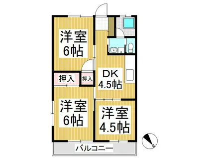 和合ハイツ(3K/1階)の間取り写真
