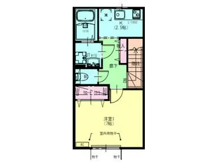 ディアコート盛岡B(1K/2階)の間取り写真
