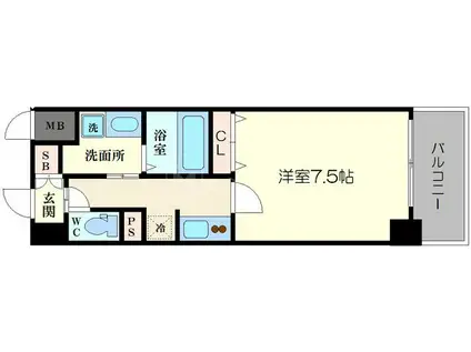 レジュールアッシュBENTEN(1K/10階)の間取り写真