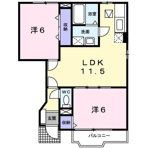 フォレストガーデン(2LDK/1階)の間取り写真