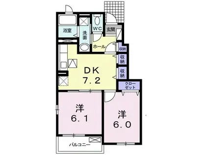 ベル・ヴィオラKIII(2DK/1階)の間取り写真