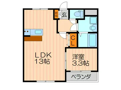 GLANZ HAUS(1LDK/3階)の間取り写真