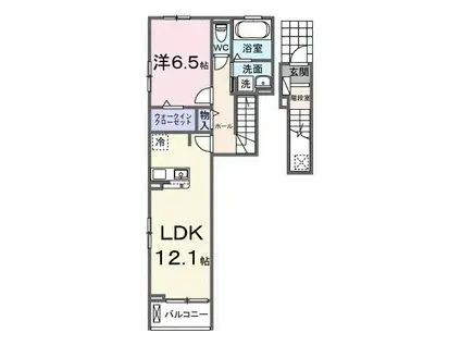 豊橋鉄道東田本線 運動公園前駅(愛知) 徒歩24分 2階建 築1年(1LDK/2階)の間取り写真