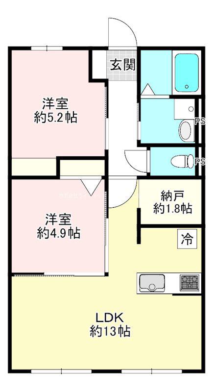CANTISLAZYII(2LDK/2階)の間取り写真