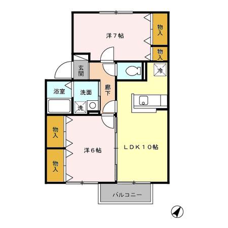 アネシス(2LDK/2階)の間取り写真