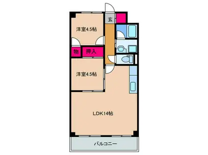 山吉ビル(2LDK/4階)の間取り写真