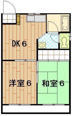 シャトー中川V(2DK/2階)の間取り写真