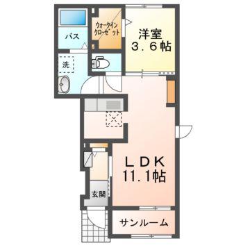 グレイス ピアニー(1LDK/1階)の間取り写真