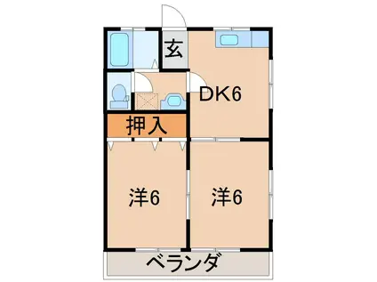 アピア勝山(2DK/2階)の間取り写真