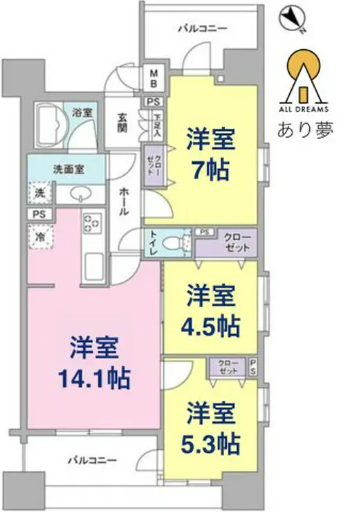 パークフラッツ横濱公園 9階階 間取り