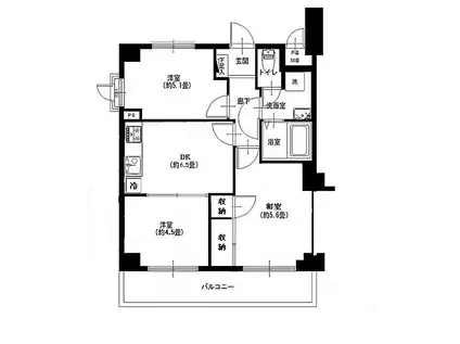 ホーユウパレス菊名(3DK/1階)の間取り写真