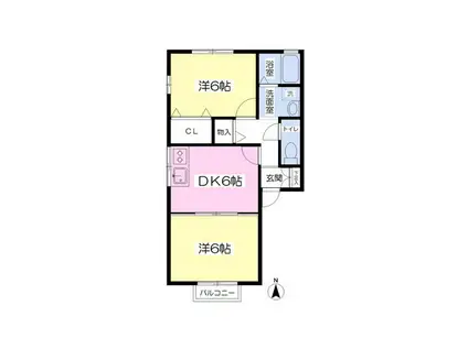 サニーコートKOBARI(2DK/1階)の間取り写真