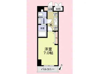 ヴューテラス戸田公園(1K/7階)の間取り写真