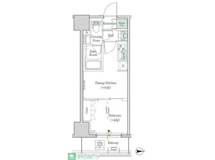 ワンルーフレジデンス新御徒町(1DK/9階)の間取り写真