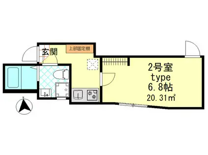 ローランギャロス四ツ木(1K/3階)の間取り写真