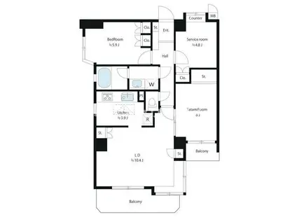 田端パインマンション高台通(3LDK/1階)の間取り写真