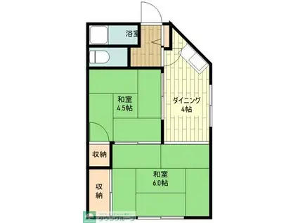 MITAMAコーポ(2DK/2階)の間取り写真