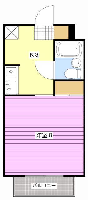 クインテスいわた(1K/2階)の間取り写真