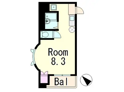 ファイネスコート草津(ワンルーム/3階)の間取り写真