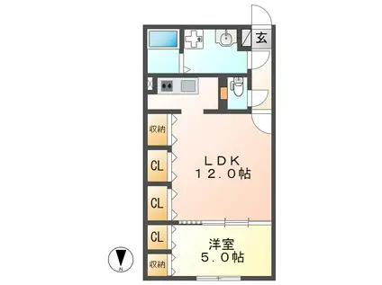 クレストタップ名古屋ウエスト(1LDK/1階)の間取り写真