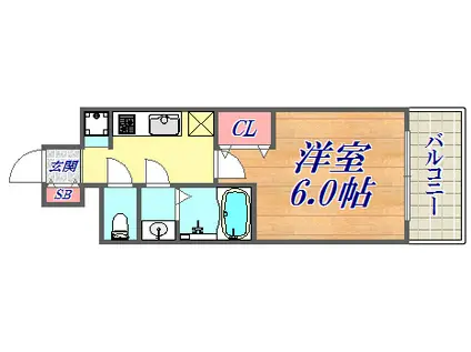 プレサンス神戸元町ベルシオン(1K/14階)の間取り写真