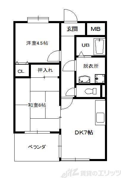 メゾン摂津(2DK/7階)の間取り写真