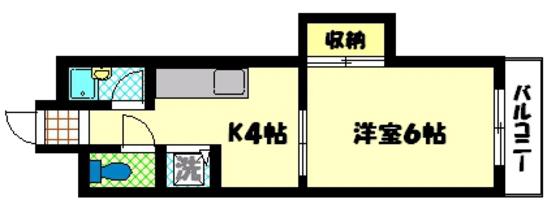 三石マンション(1DK/3階)の間取り写真