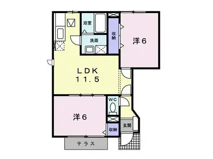 コモド・カーサたなかII(2LDK/1階)の間取り写真