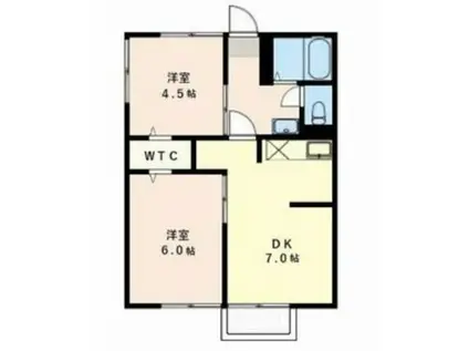 シティハイムカワムラA(2DK/1階)の間取り写真