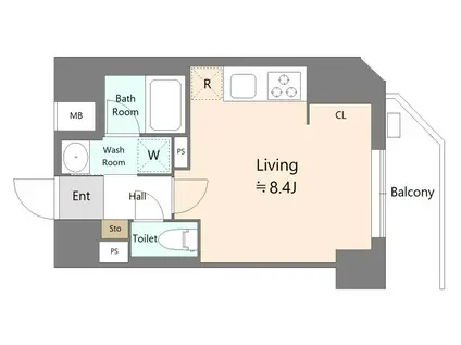 ALIVIS本郷三丁目(ワンルーム/8階)の間取り写真