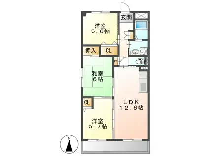 コンフォールアビテ(3LDK/3階)の間取り写真
