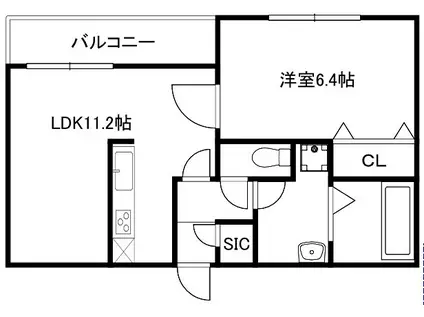 吉祥院宮ノ東マンション(1LDK/3階)の間取り写真