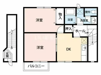 クレスト-ル桜(2DK/2階)の間取り写真