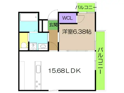 PROUD秦南(1LDK/1階)の間取り写真