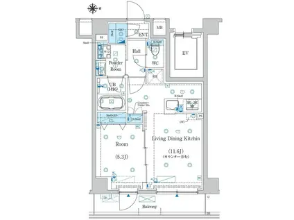 エストゥルース両国II(1LDK/4階)の間取り写真