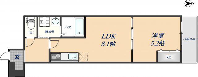 フジパレス駒林II(1LDK/2階)の間取り写真