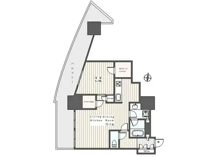 ルミナリータワー池袋(1LDK/25階)の間取り写真