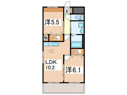 エル・ドラード引水(2LDK/2階)の間取り写真
