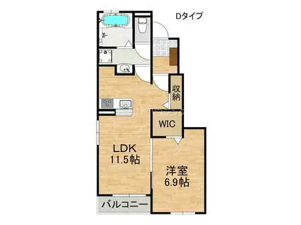 アペルト泉佐野VII(1LDK/1階)の間取り写真