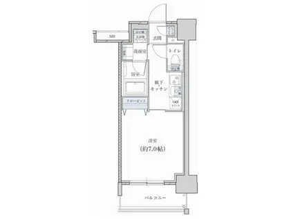 レジデンス東別院スクエアII(1K/12階)の間取り写真
