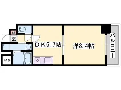 ウイングス神姫(1DK/6階)の間取り写真