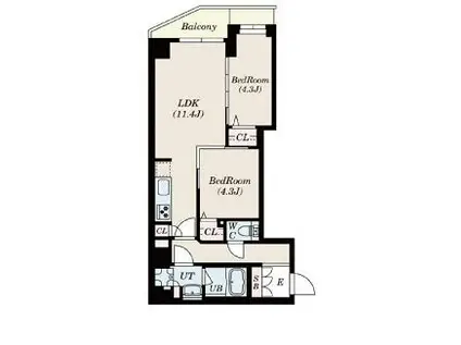 GRANPASEO 菊川(2LDK/6階)の間取り写真