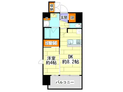 エステムコート谷町九丁目(1DK/11階)の間取り写真